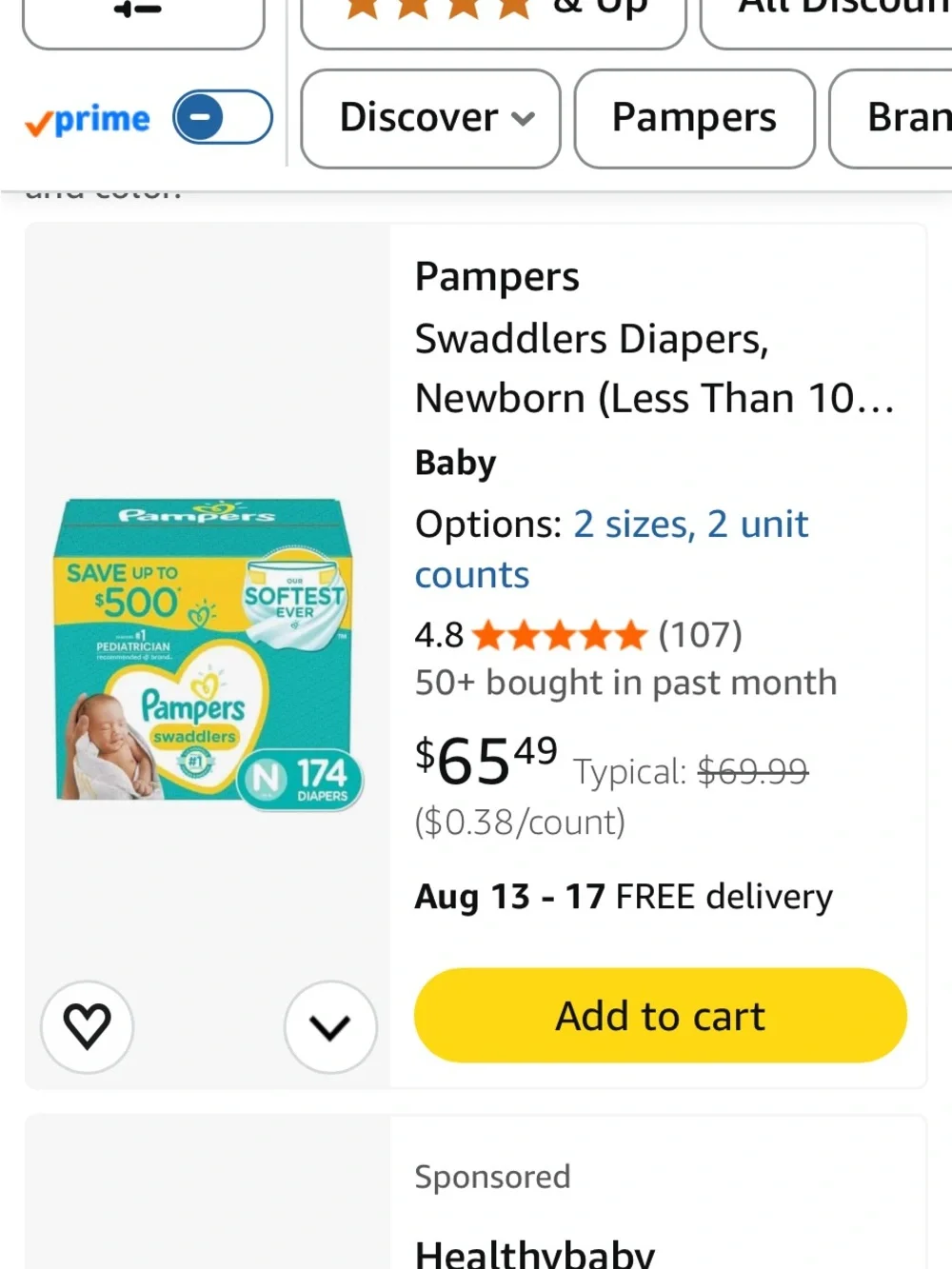 Swaddlers Baby Diapers - Yellow